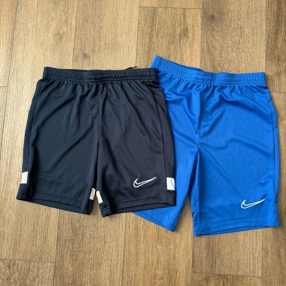 Nike Dri-FIT Athletic Academy Soccer Shorts Boys Large Blue Navy Lot of 2